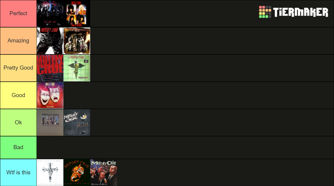 Motley Crue Albums Ranked Tier List Rankings) TierMaker