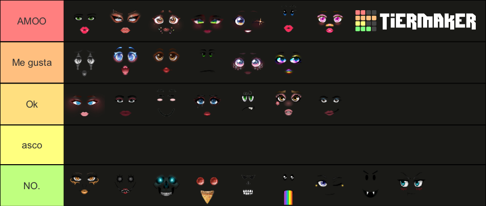 Roblox Toy Codes Faces Tier List Community Rankings Tiermaker