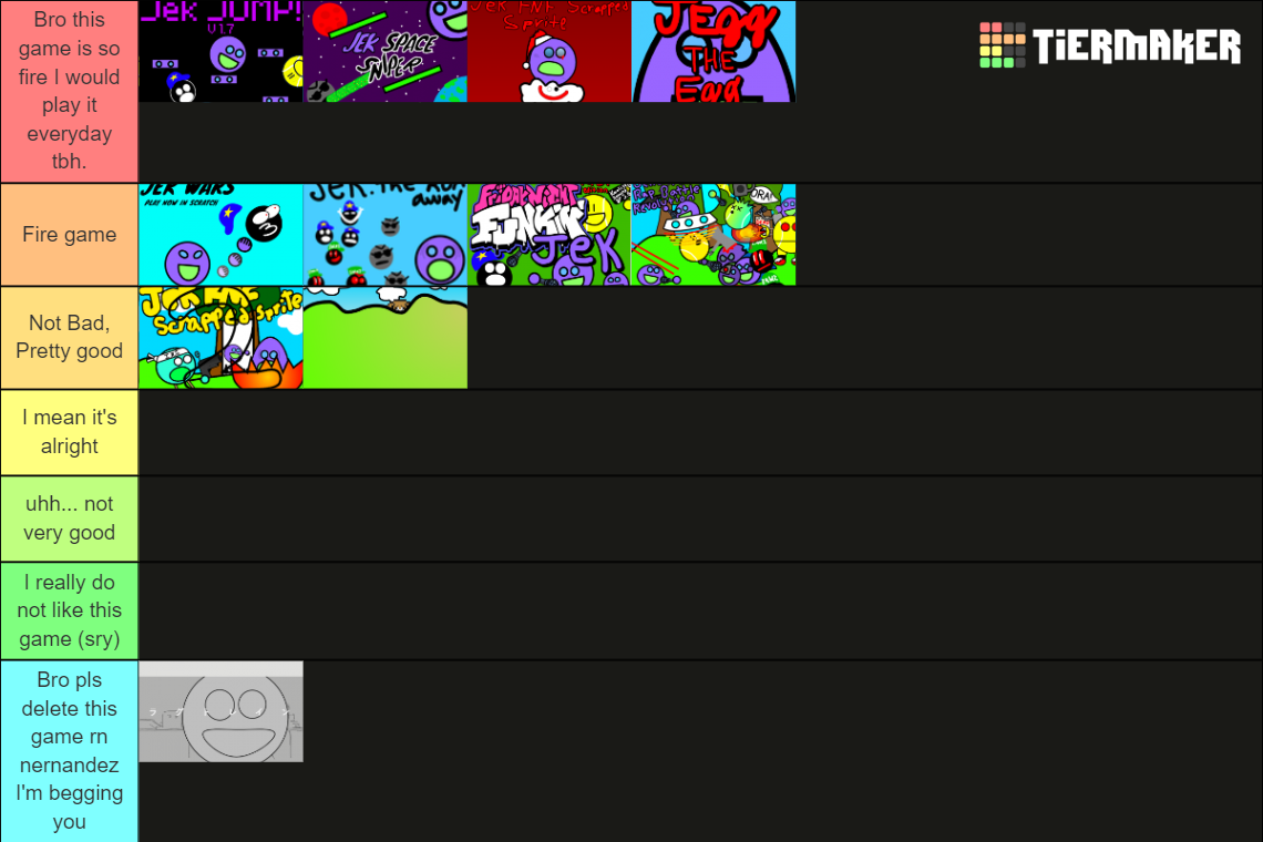 Jek Games On Scratch Tier List Rankings) TierMaker