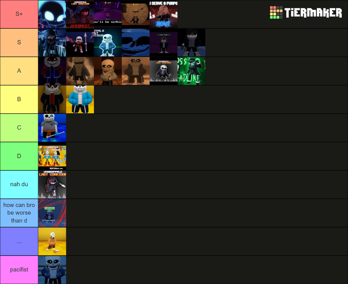 Ulc sanses Tier List (Community Rankings) - TierMaker