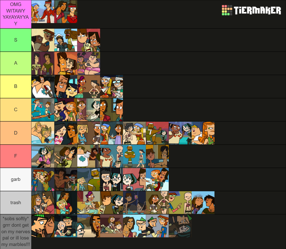 118 Total Drama Ships Tier List (Community Rankings) - TierMaker