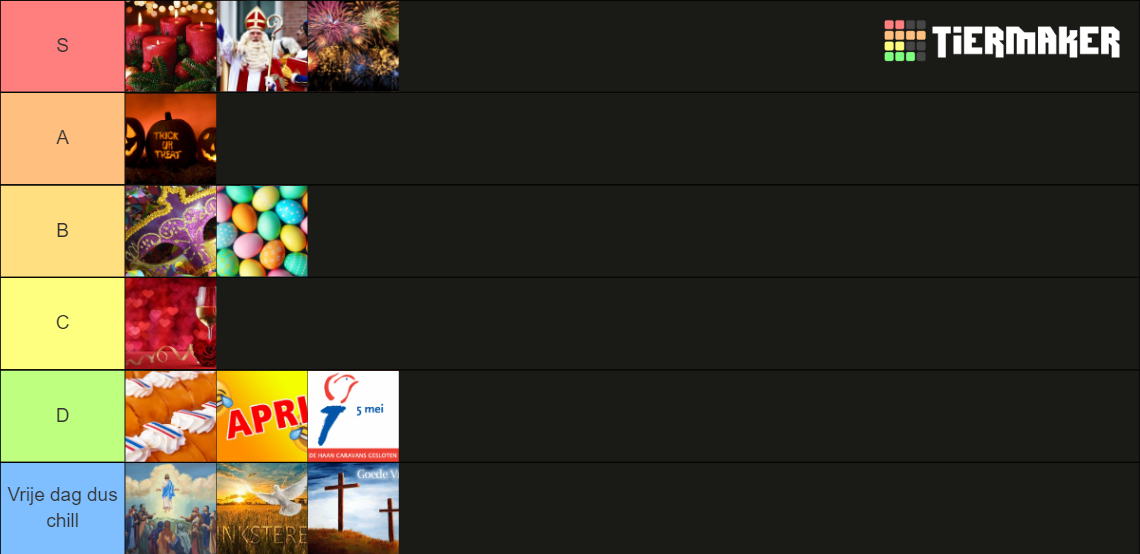 Nederlandse feestdagen Tier List Rankings) TierMaker