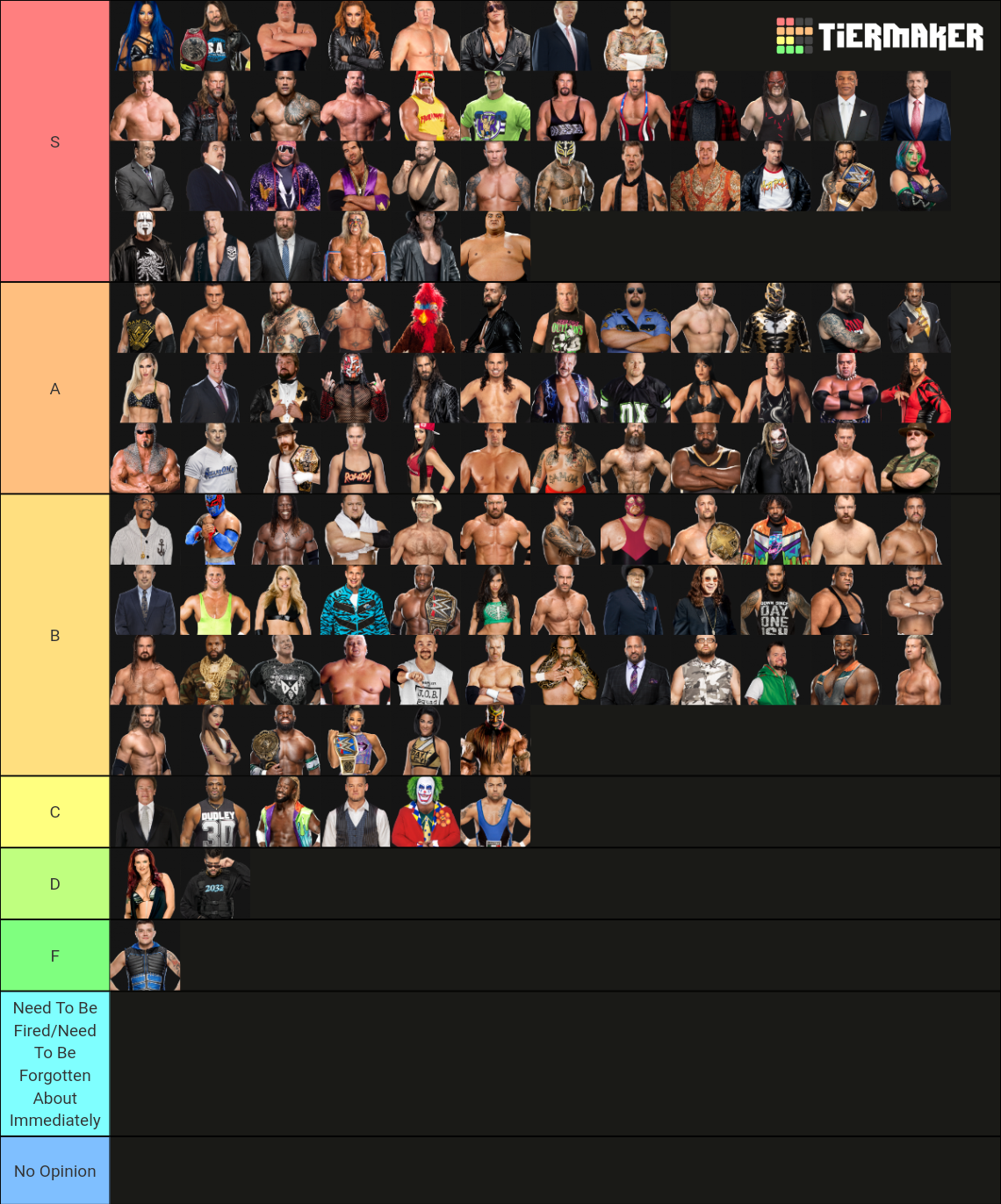 Ultimate WWE Tier List Rankings) TierMaker