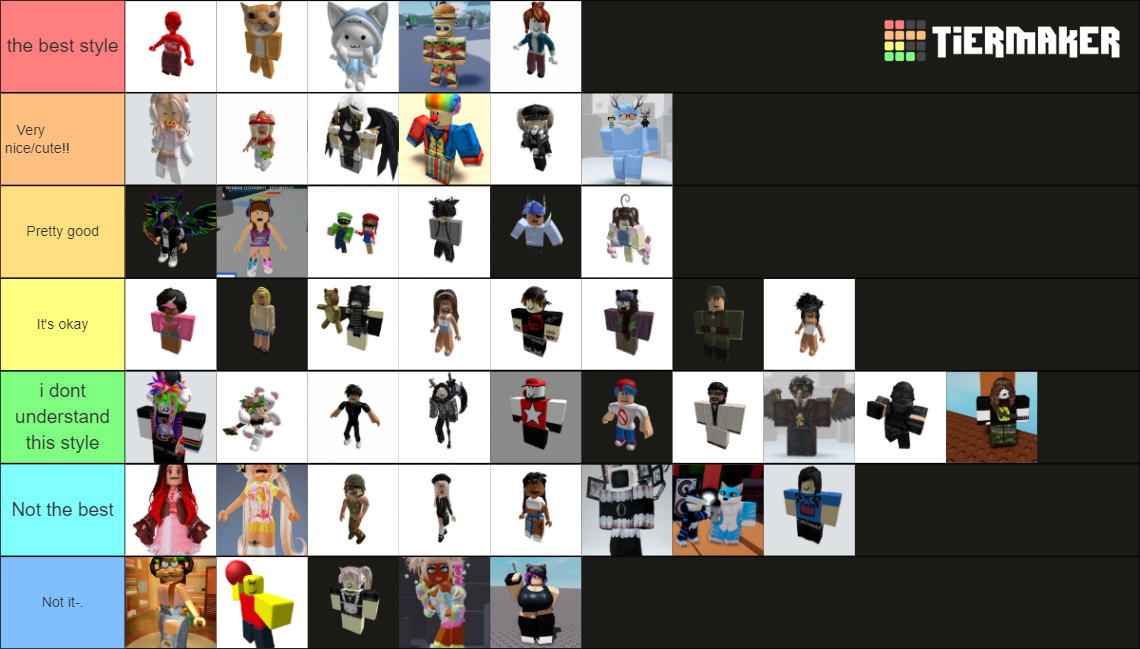 roblox styles 50+ Tier List (Community Rankings) - TierMaker