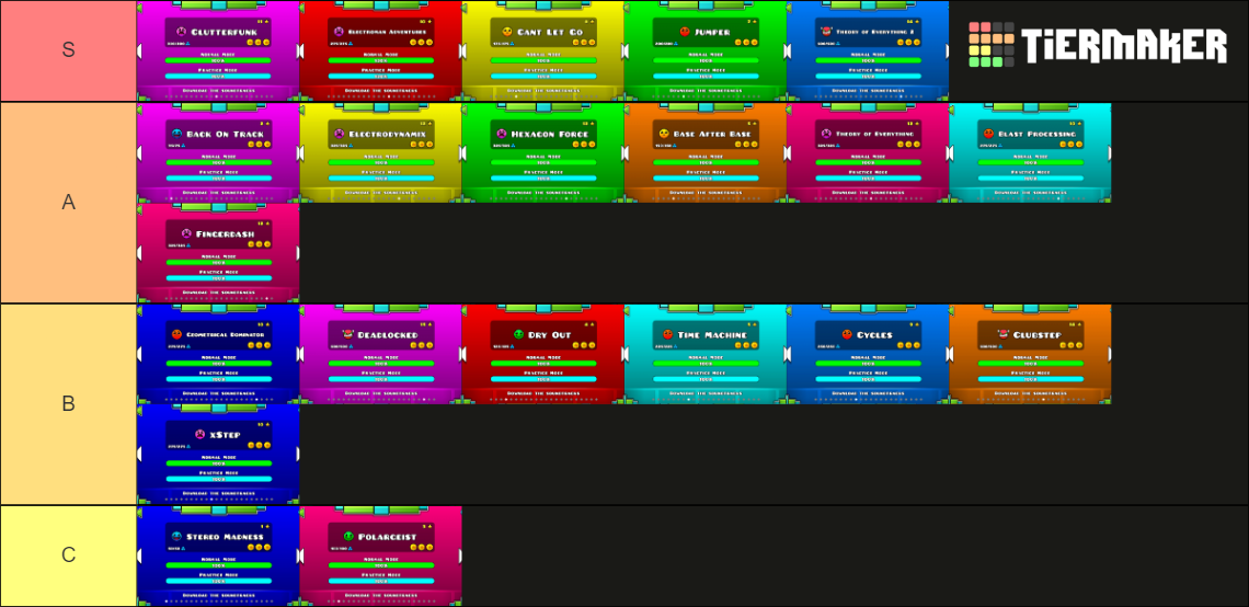 Geometry Dash Main Levels Tier List (Community Rankings) - TierMaker