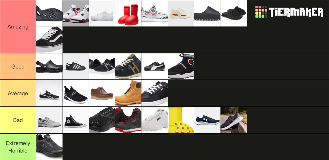 Ranking Shoe Brands Tier List Rankings) TierMaker