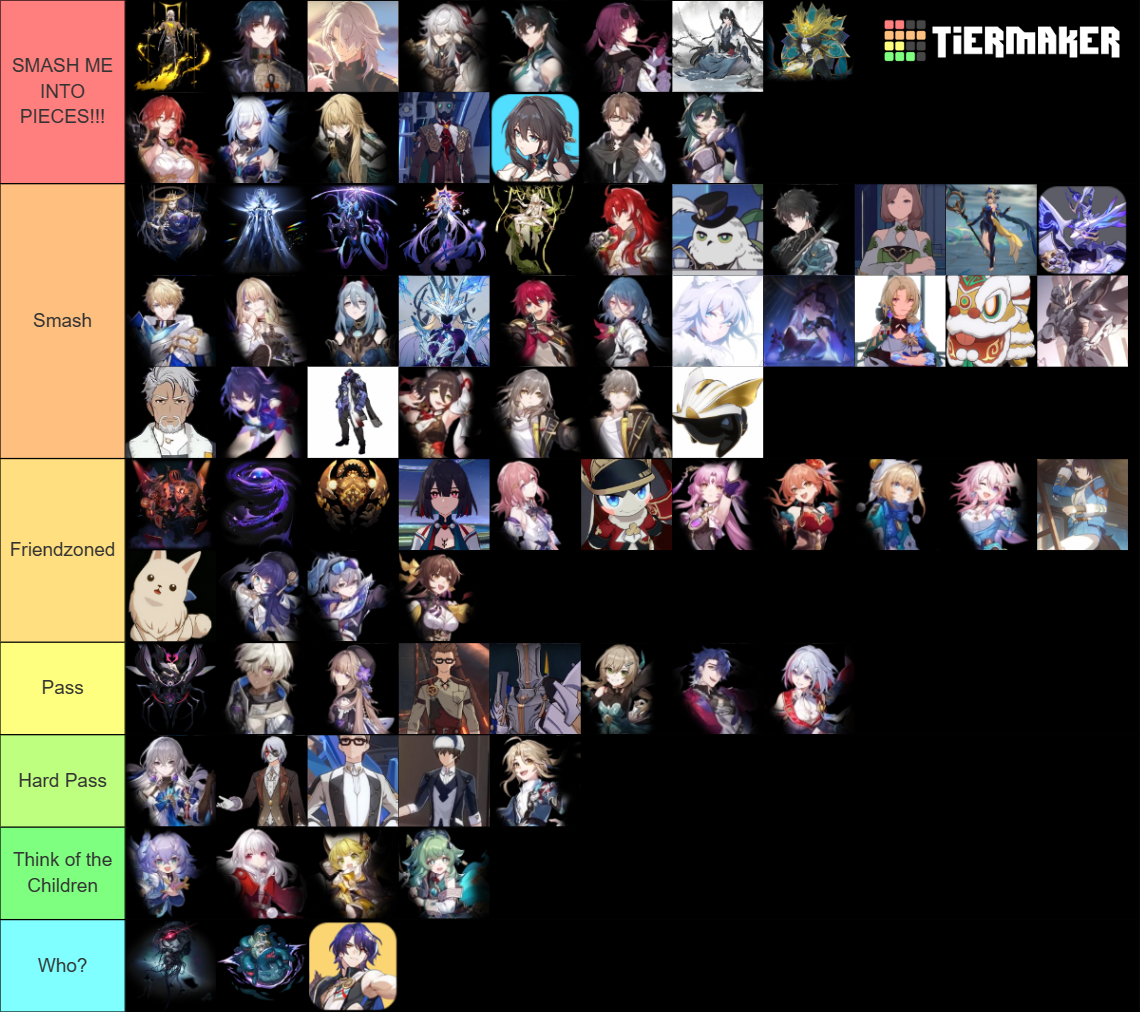 honkai star rail tier list maker smash or pass
