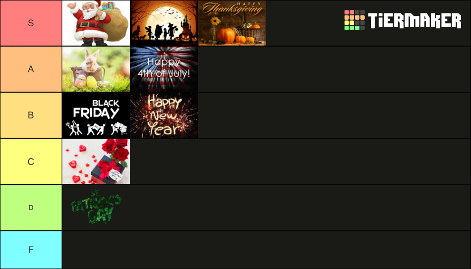 Holiday Tier List Rankings) TierMaker