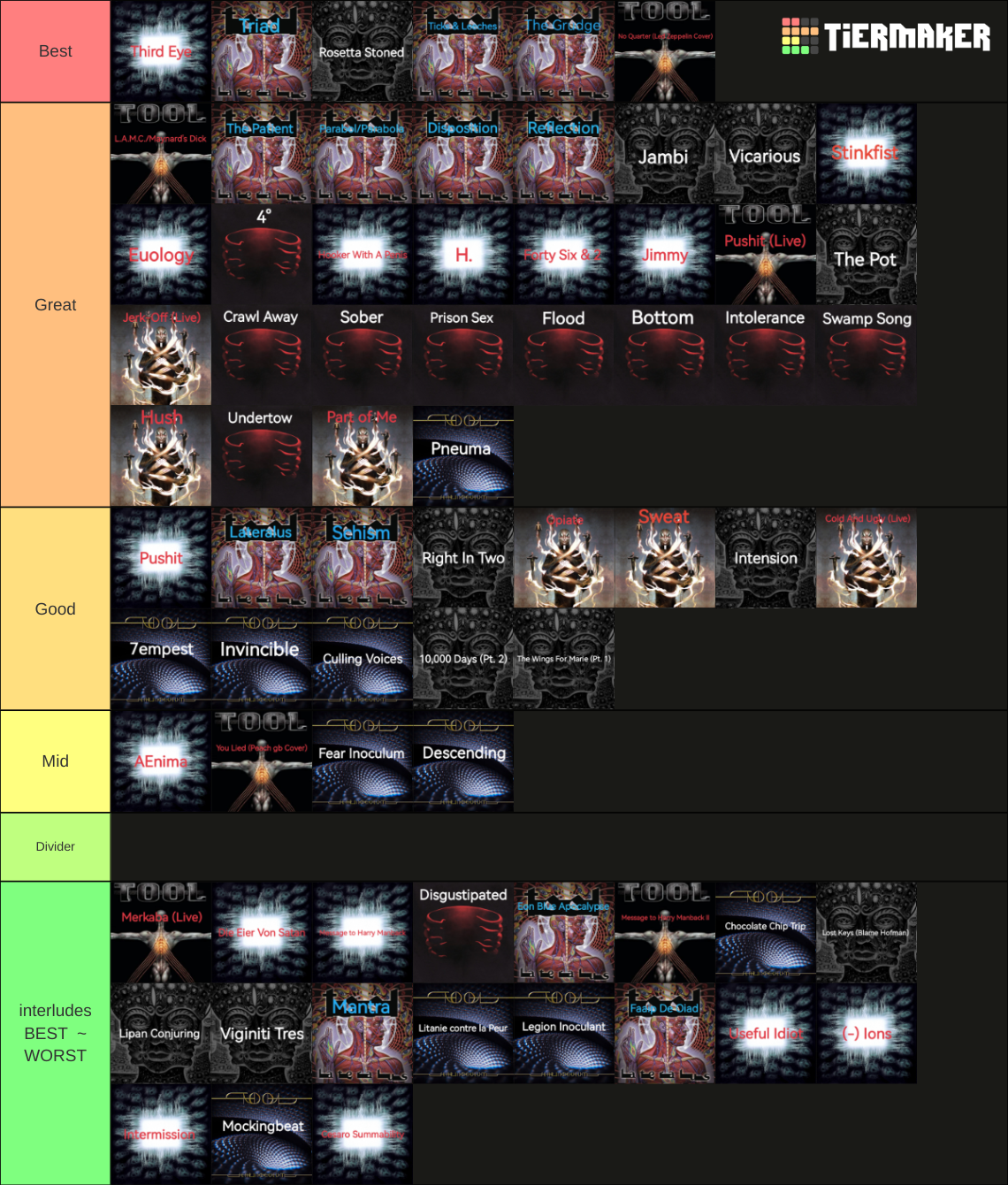 All TOOL Songs Rank (Including Interludes) Tier List