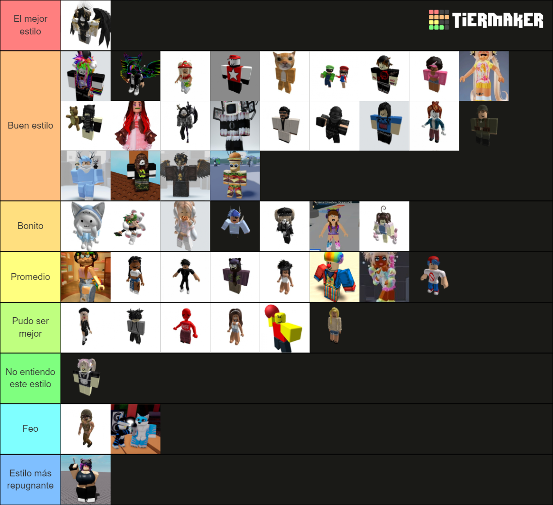 roblox styles 50+ Tier List (Community Rankings) - TierMaker