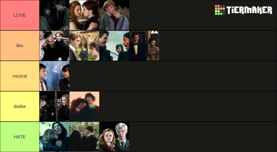 Harry Potter Ships Tier List (Community Rankings) - TierMaker