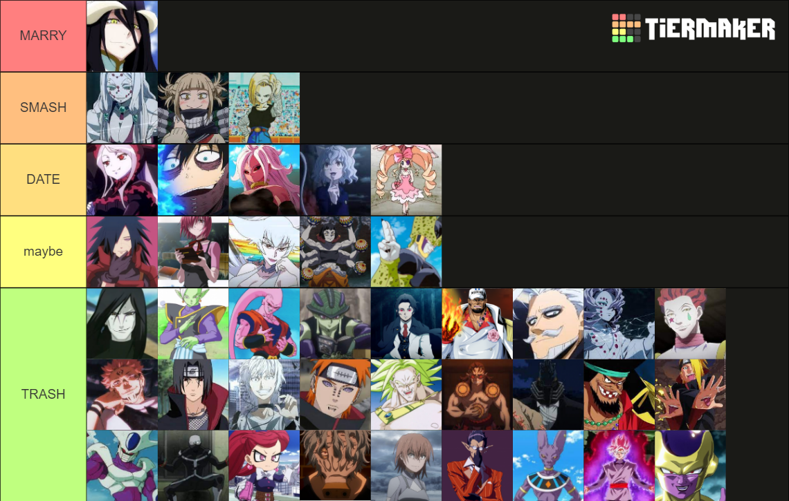 smash or pass anime guys tier list