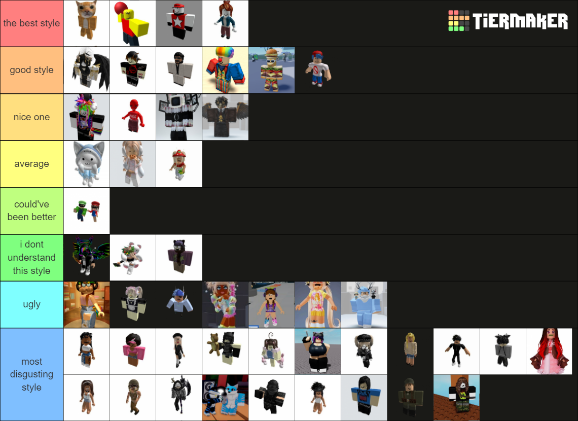 roblox styles 50+ Tier List (Community Rankings) - TierMaker