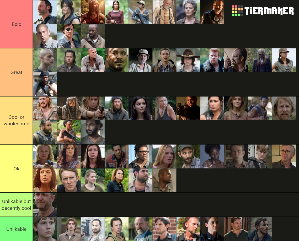 The Walking Dead seasons 19 character list Tier List Rankings) TierMaker