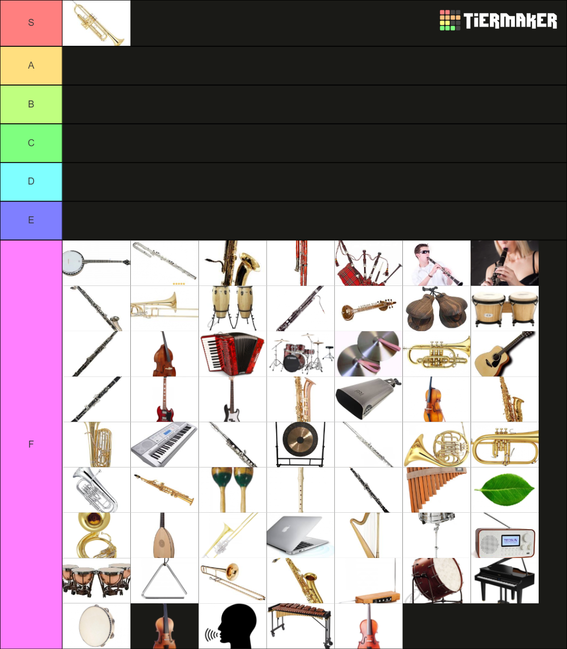 INSTRUMENT TIER LIST Tier List Rankings) TierMaker