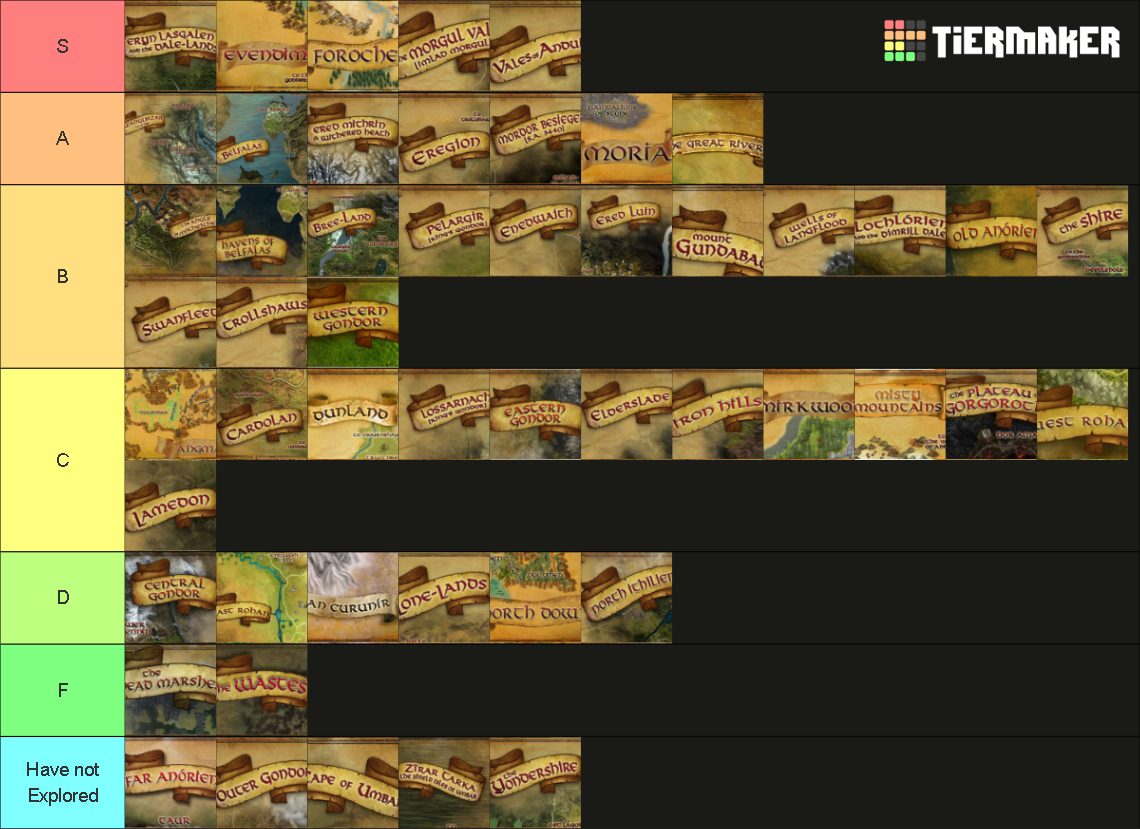 Lotro regions 2023 Tier List Rankings) TierMaker