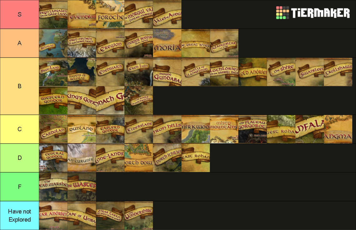 Lotro regions 2023 Tier List Rankings) TierMaker