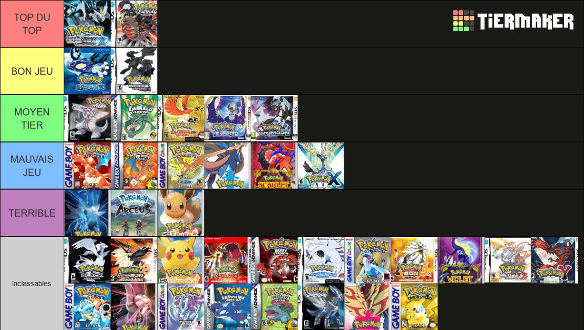 Pokemon Mainline Games (2023) Tier List (Community Rankings) - TierMaker