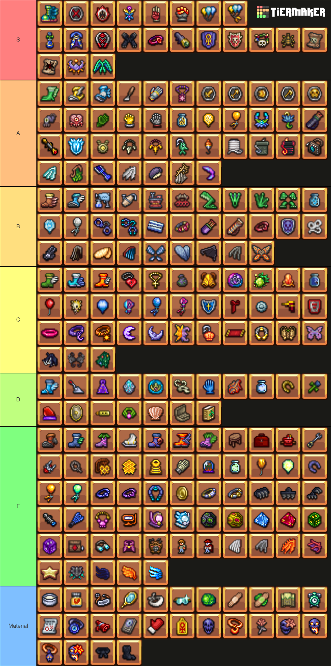 Terraria All Accessory Tier List Rankings) TierMaker
