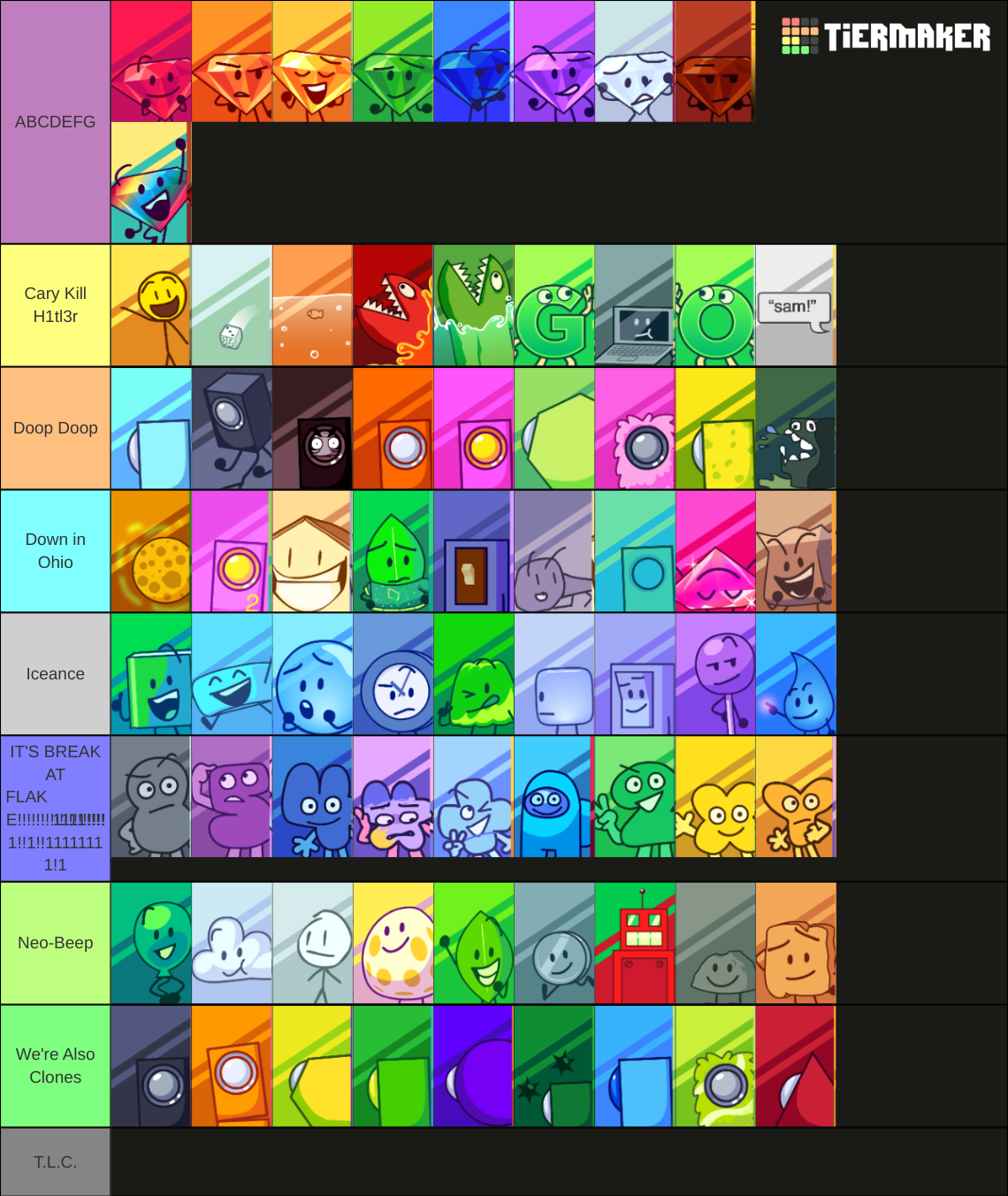 All BFDI Characters (Literally) With Weeg Icons Tier List (Community ...