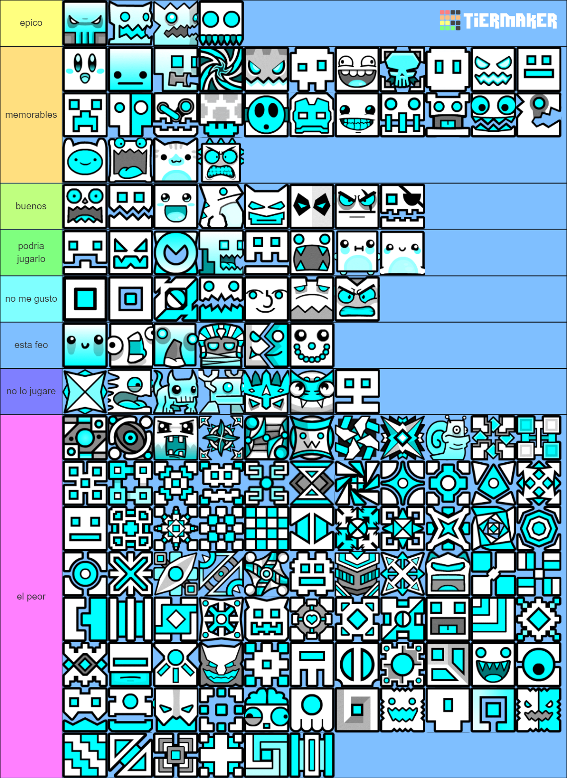 Geometry Dash Cube Icons Tier List (Community Rankings) - TierMaker