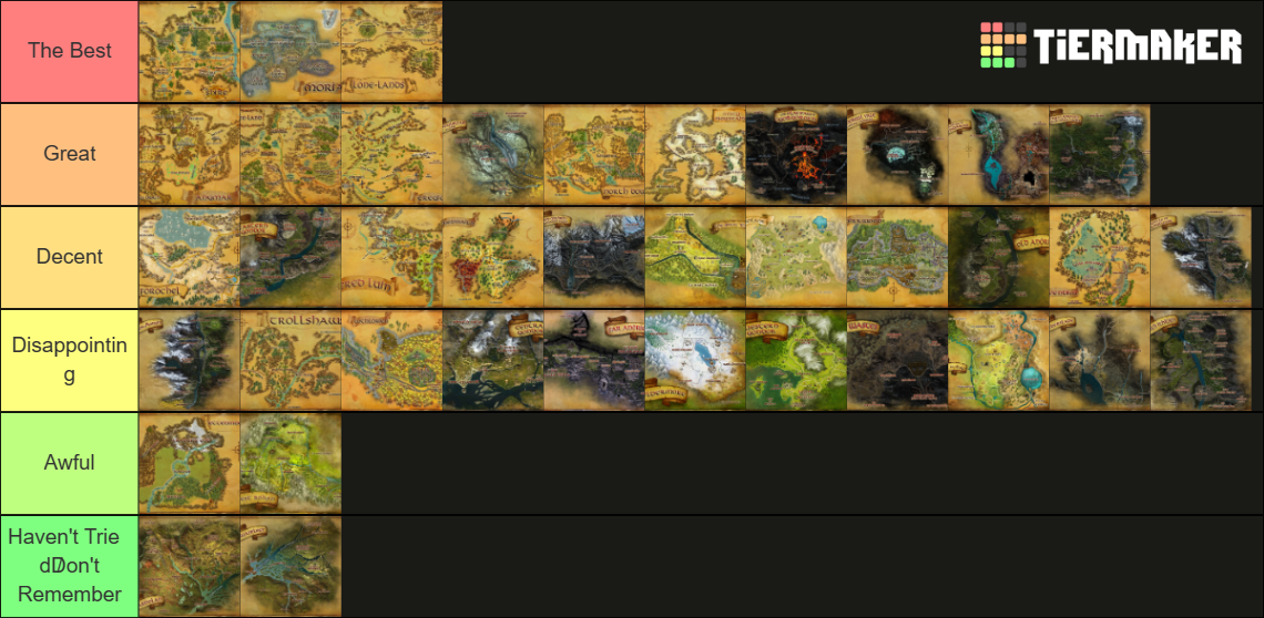 LOTRO Zones Tierlist (2022) Tier List Rankings) TierMaker