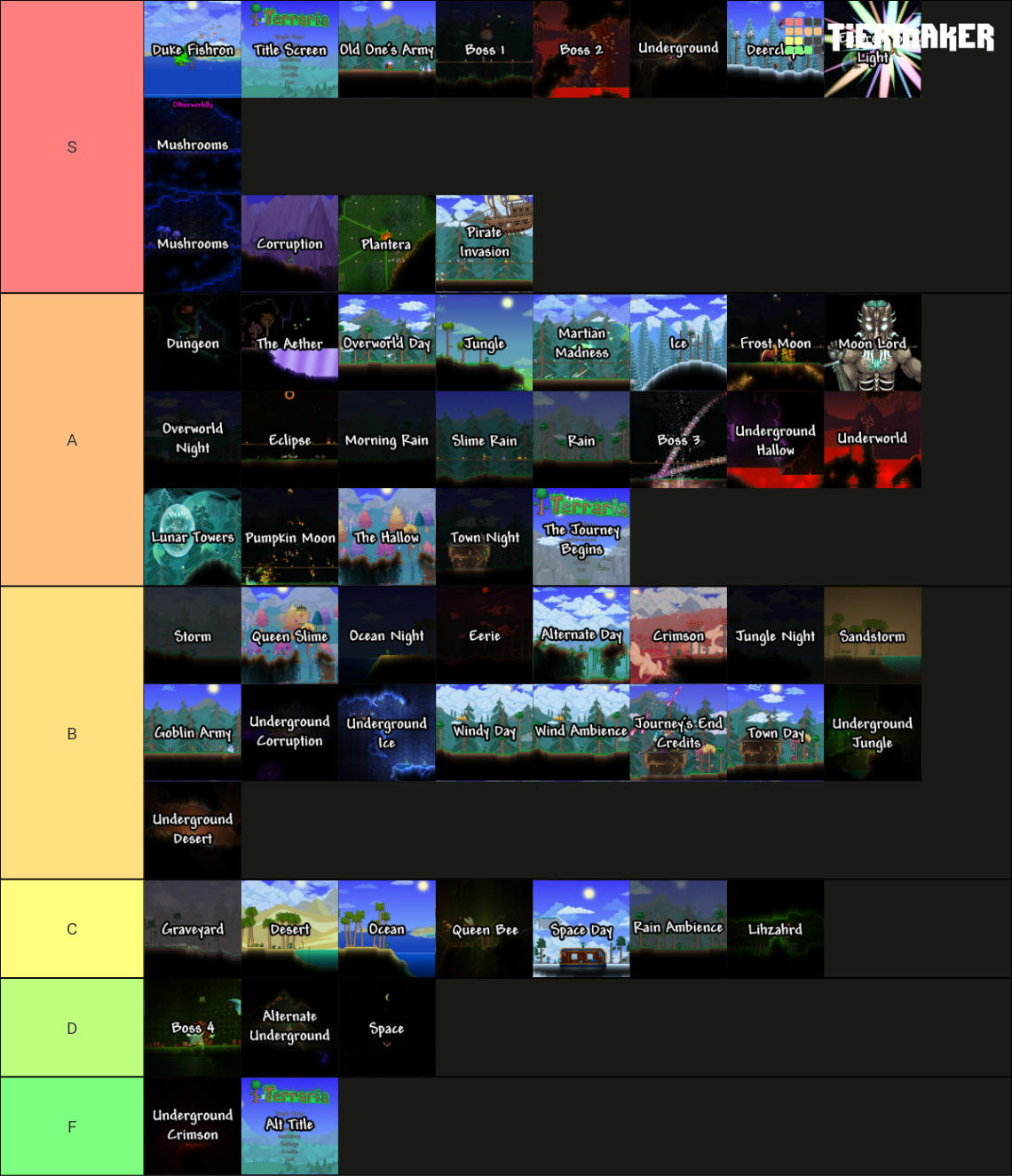 Terraria Full Soundtrack (1.4.4) Tier List (Community Rankings) - TierMaker