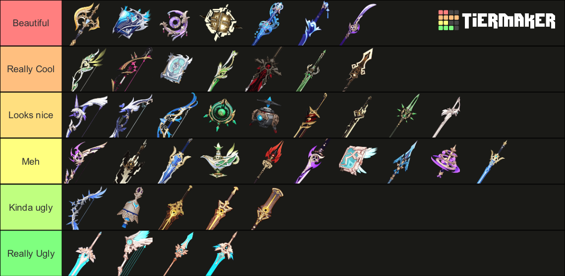 Genshin 5 Stars Weapons (Ver 4.3) Tier List (Community Rankings ...