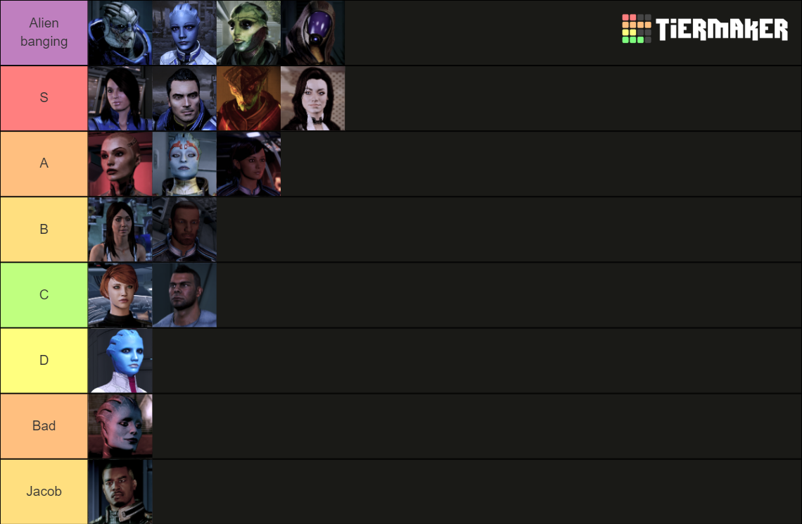 Mass Effect Trilogy Romances Tier List Community Rankings Tiermaker 8423