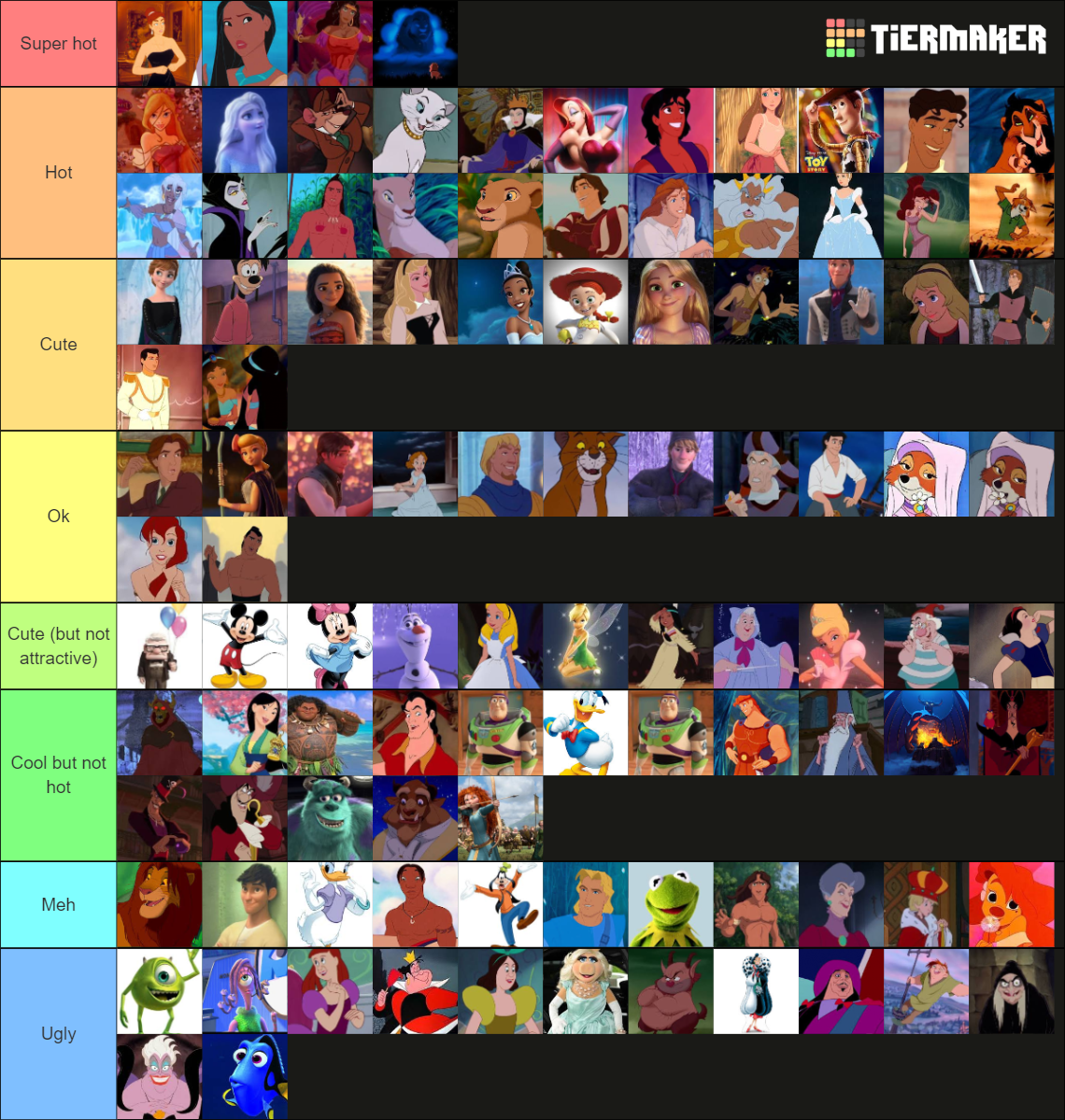 Disney Characters Hotness Tier List (Community Rankings) - TierMaker