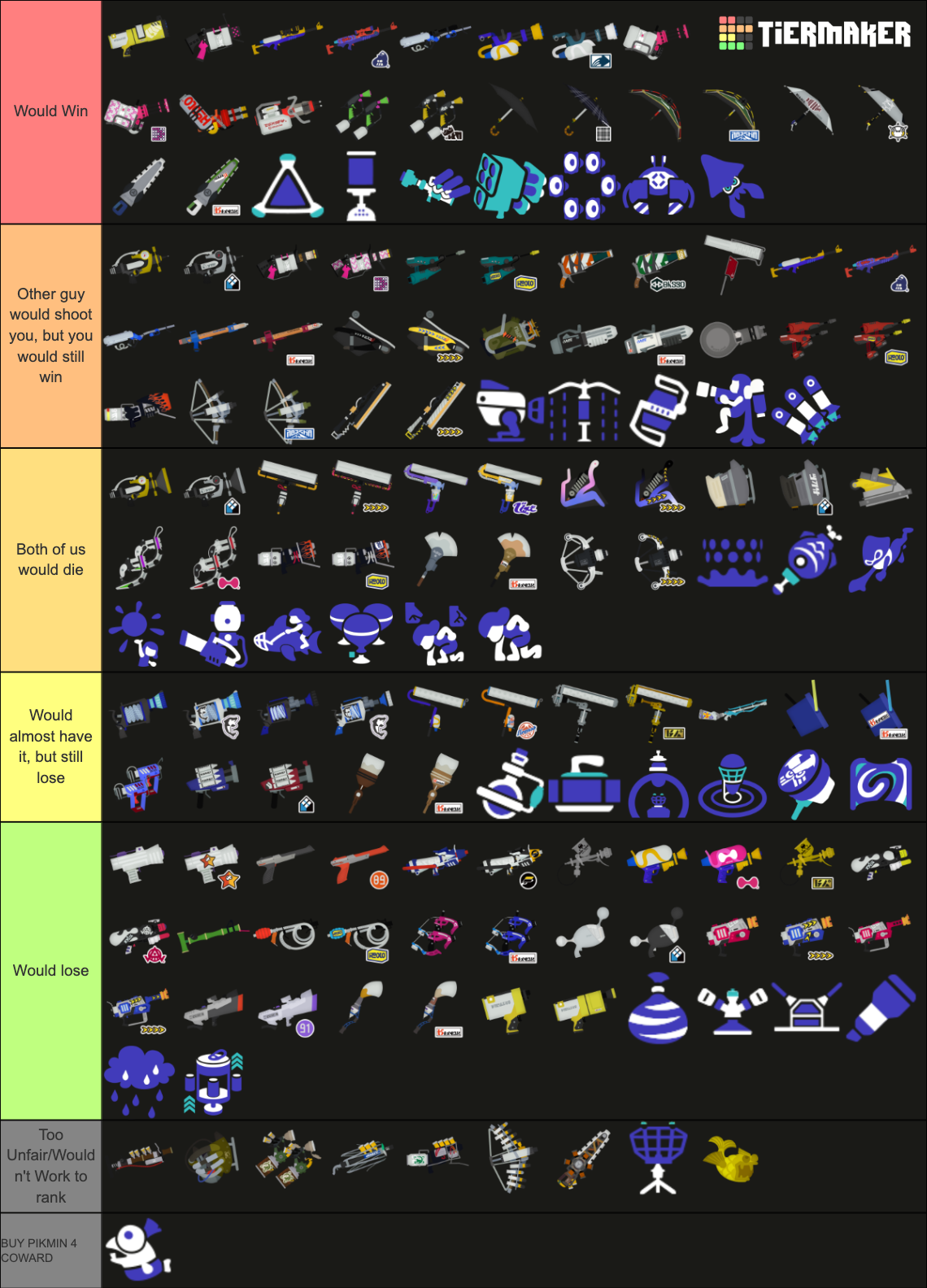 Splatoon 3 Weapons Tier List (Community Rankings) - TierMaker