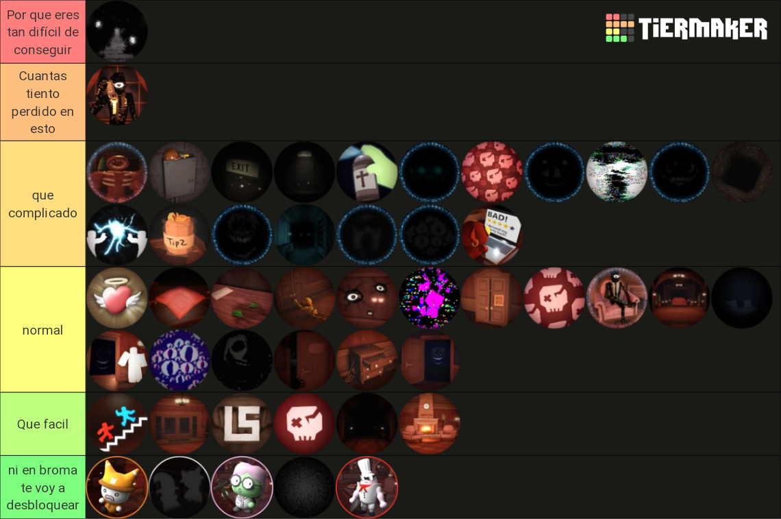 DOORS Achievements (Modifiers) Tier List Rankings) TierMaker