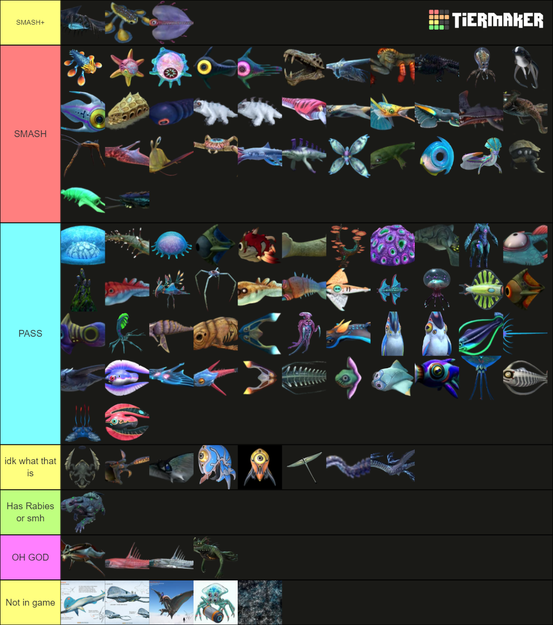 all subnautica creature Tier List (Community Rankings) - TierMaker