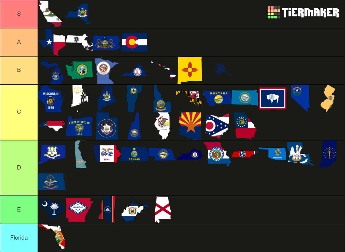 50 states of The United States (Official Flag maps). Tier List ...