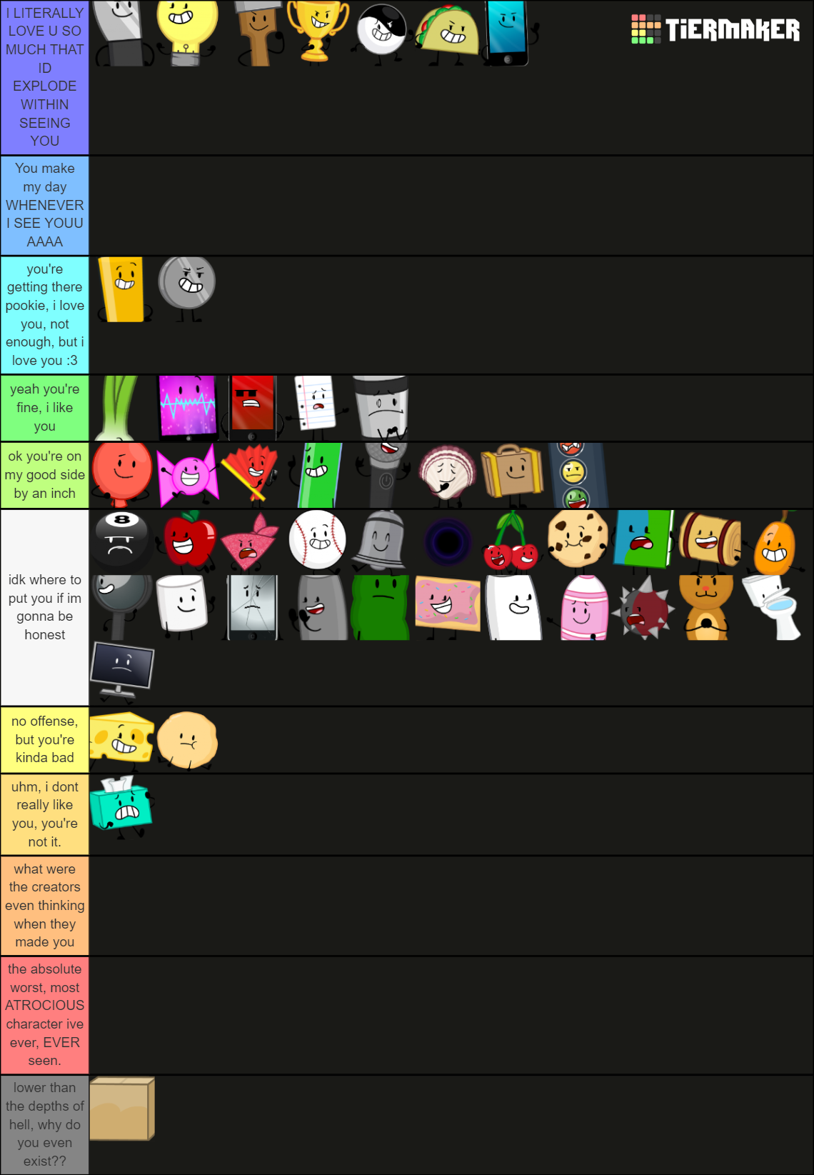 Inanimate Insanity 1 and 2! Tier List (Community Rankings) - TierMaker