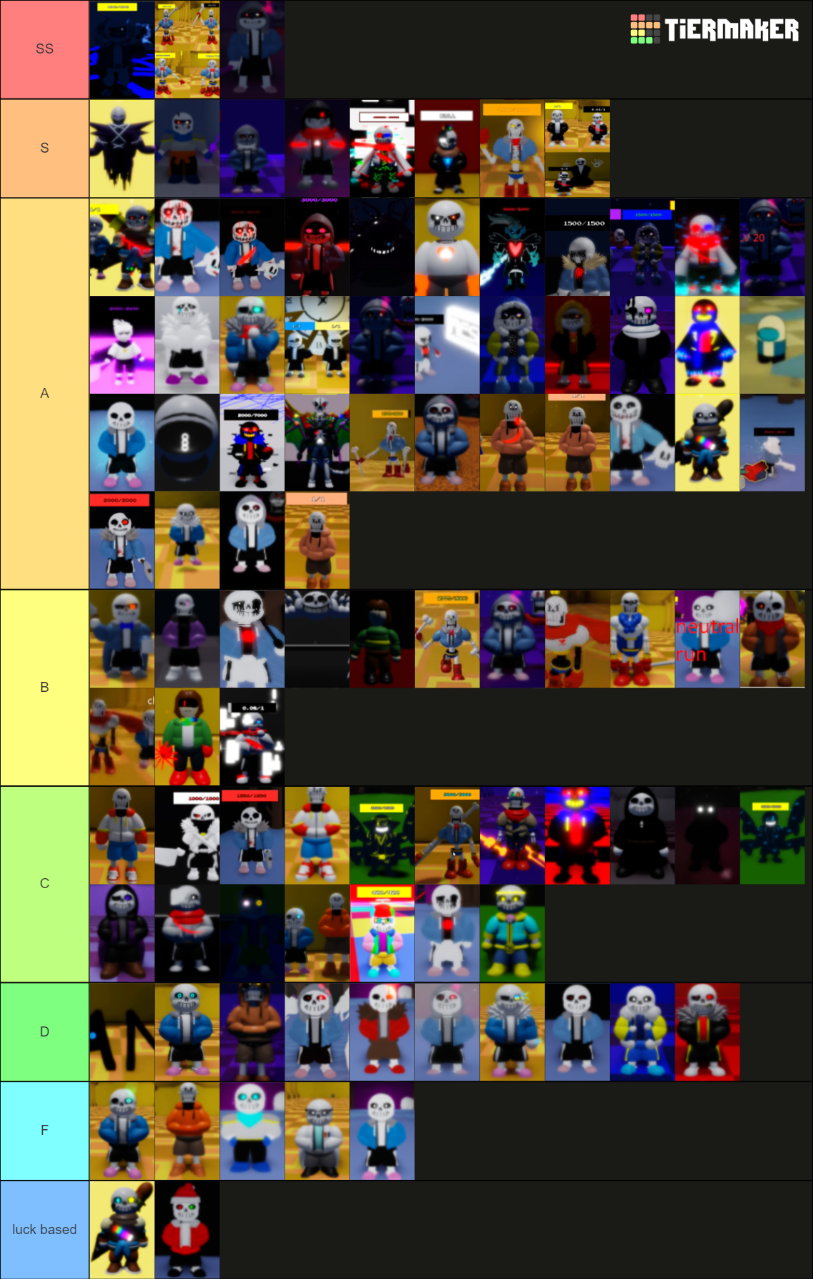 Undertale Judgement Day sans Tier List Rankings) TierMaker