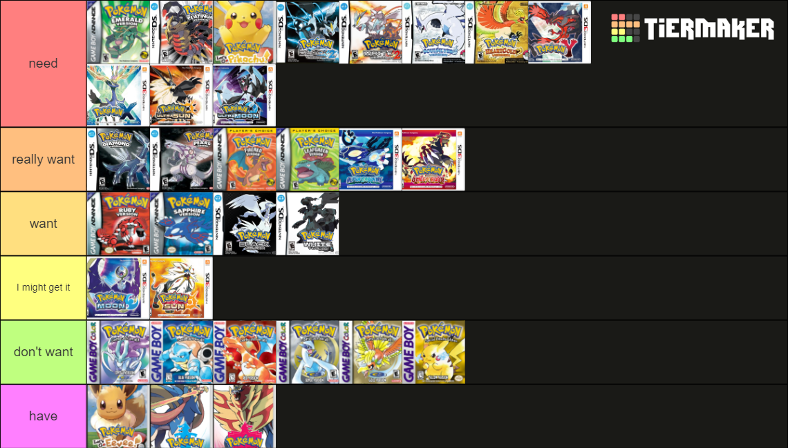 Pokemon Mainline Games Tier List (Community Rankings) - TierMaker