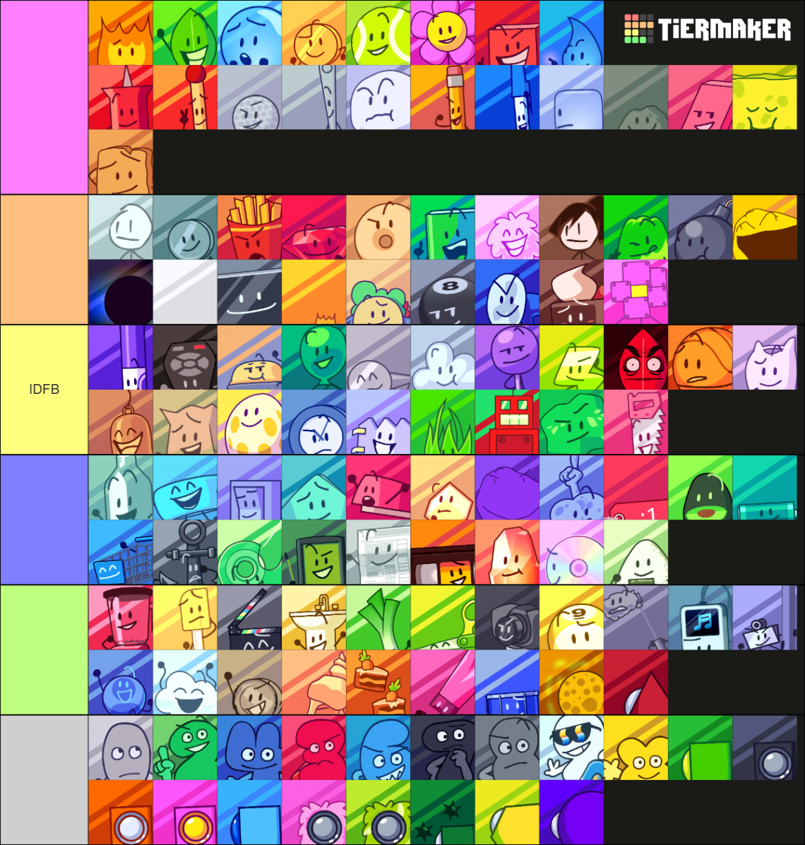 BFDI, BFDIA, BFB and TPOT as of TPOT 1 and BFB 28 Tier List (Community ...