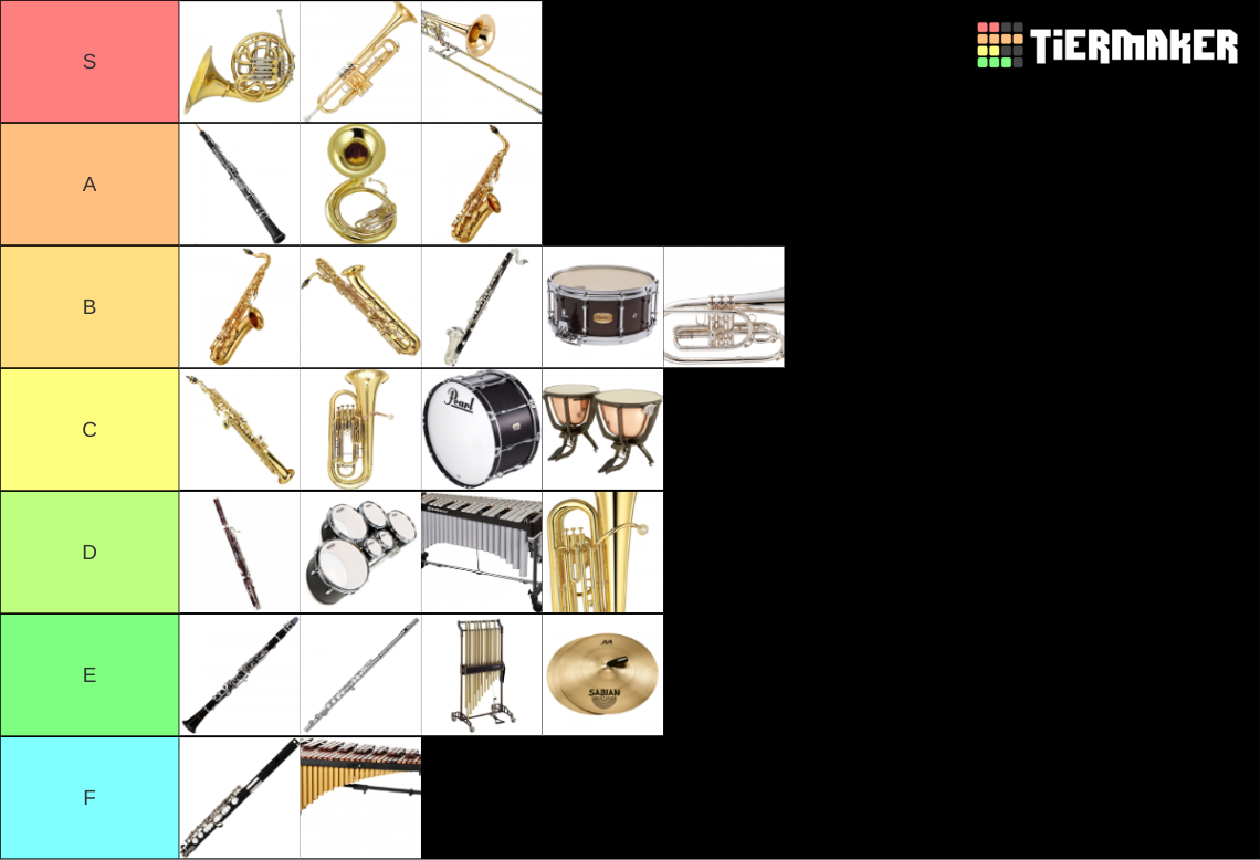 Concert/Marching Band Instruments Tier List Rankings