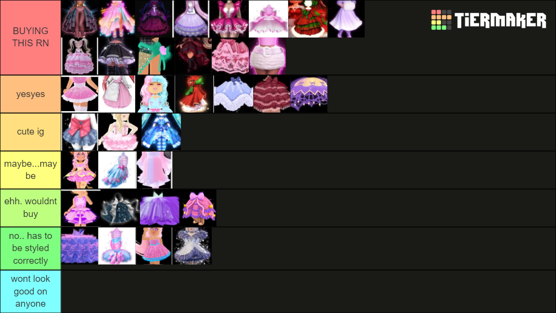 royale high skirts Tier List Rankings) TierMaker