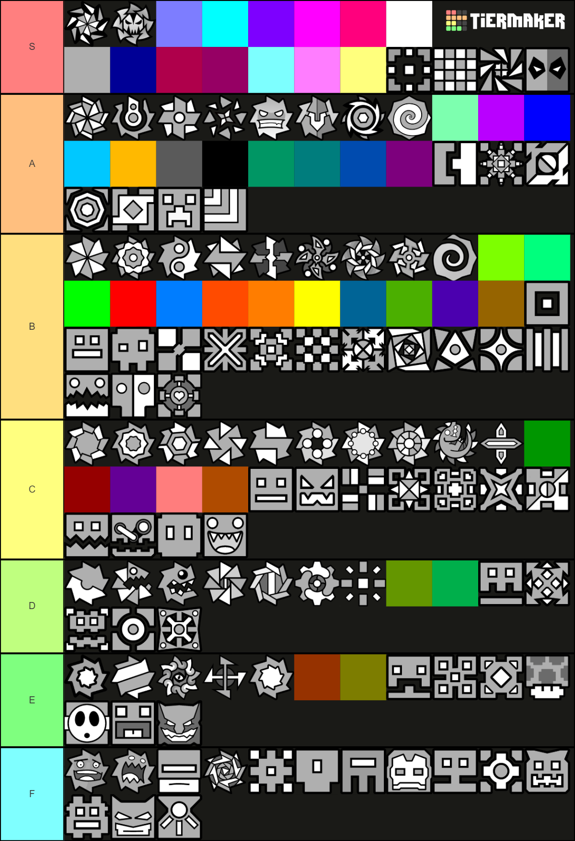 Geometry Dash All Icons Tier List Community Rankings Tiermaker