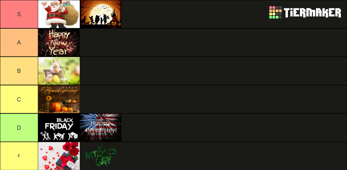 Holiday Tier List Rankings) TierMaker