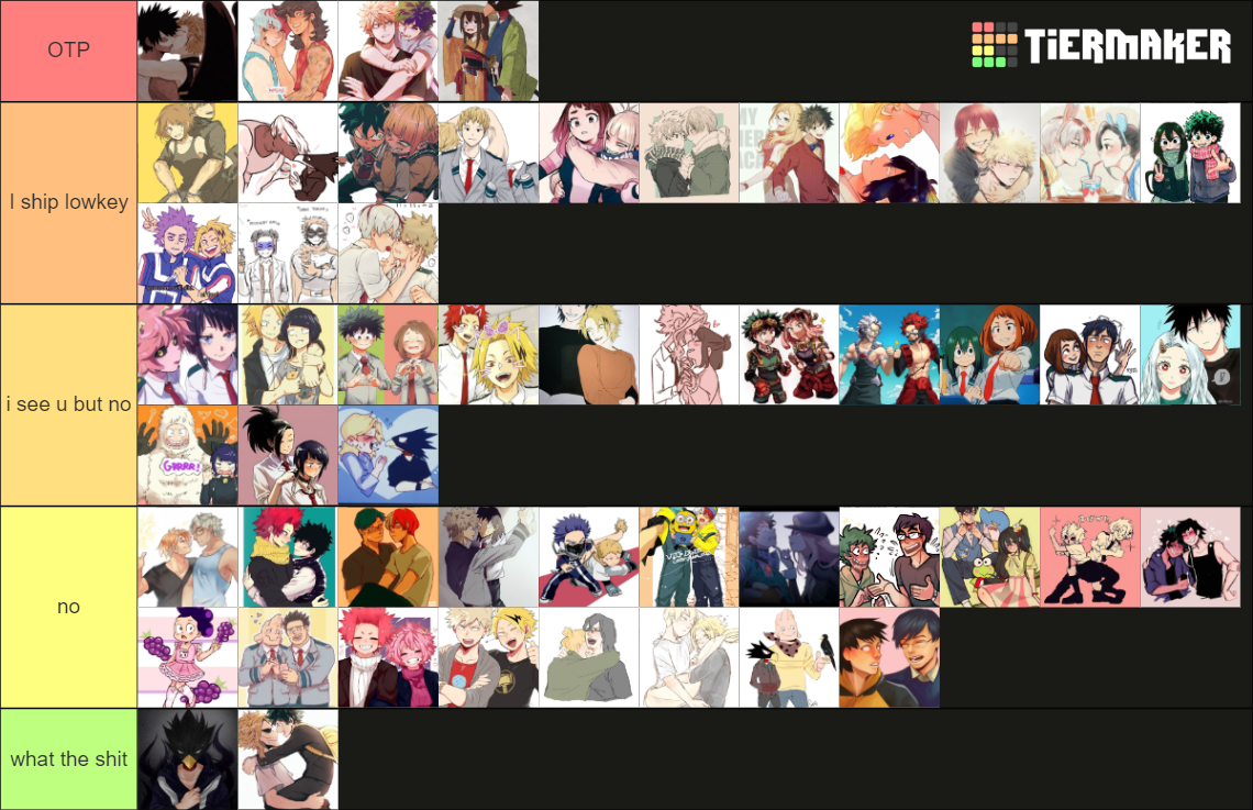 Rate My Hero Academia Ships! Tier List (Community Rankings) - TierMaker