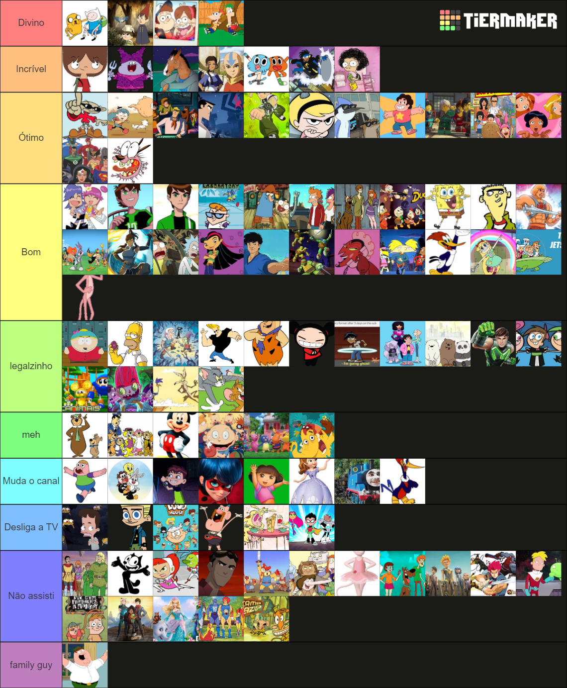 Desenhos Animados Tier List (Community Rankings) - TierMaker