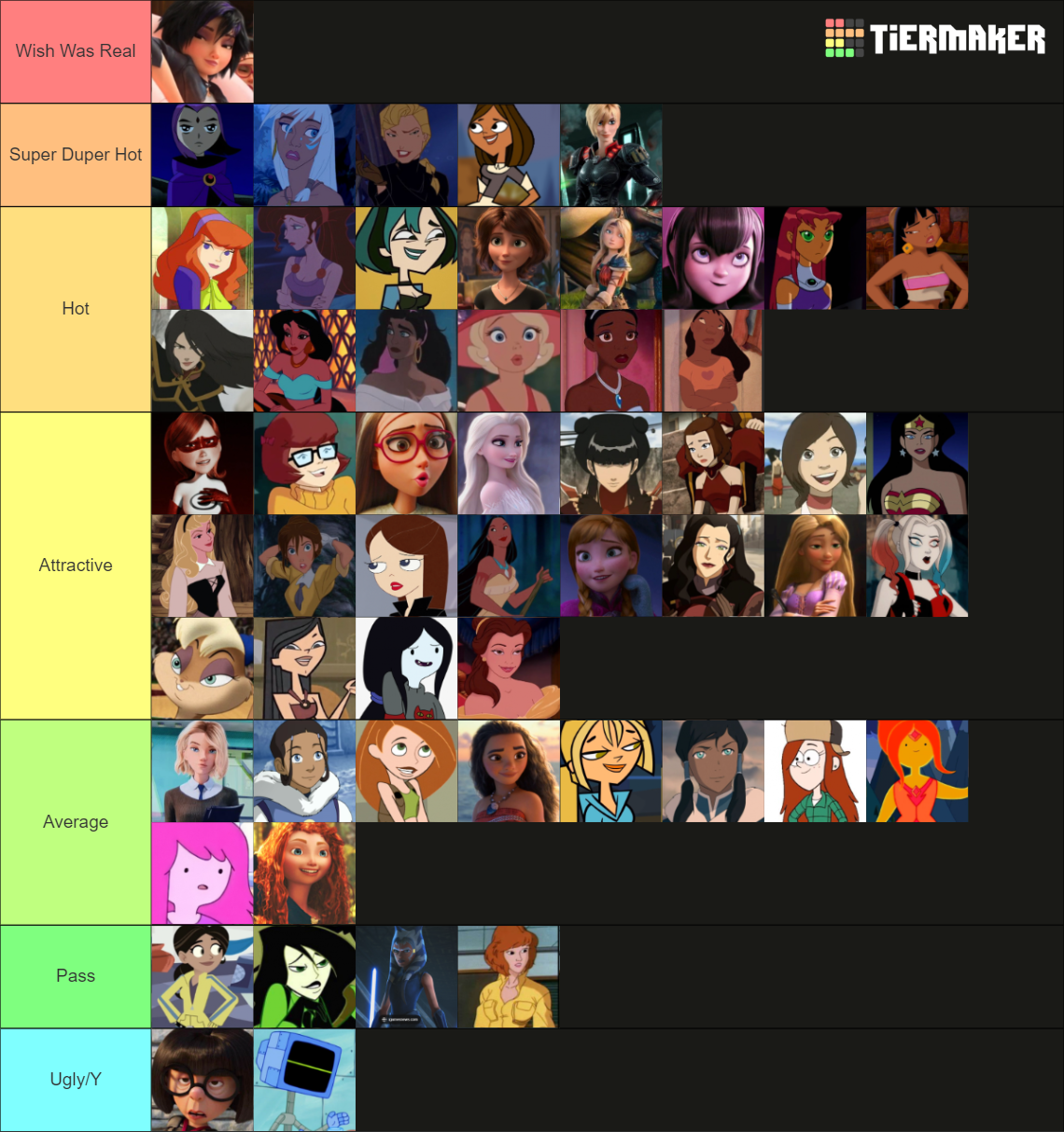 Actually hot cartoon baddies Tier List (Community Rankings) - TierMaker