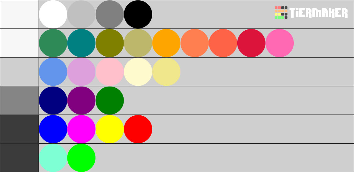 Color Tier List (Community Rankings) - TierMaker