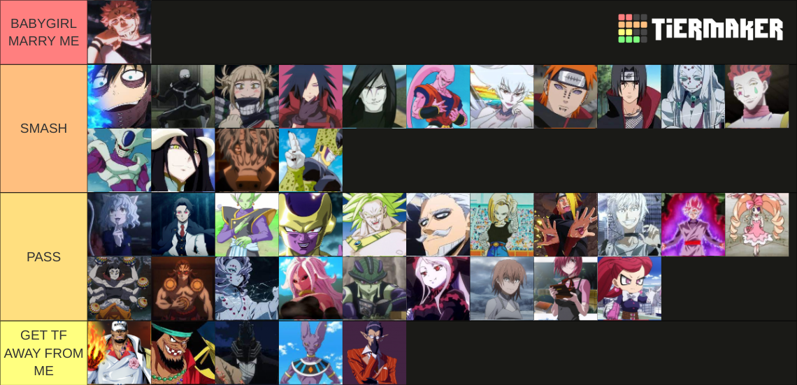 Smash Or Pass Anime Villains Tier List Community Rankings Tiermaker Smash Or Pass Anime Villains Tier List Community Rankings Tiermaker