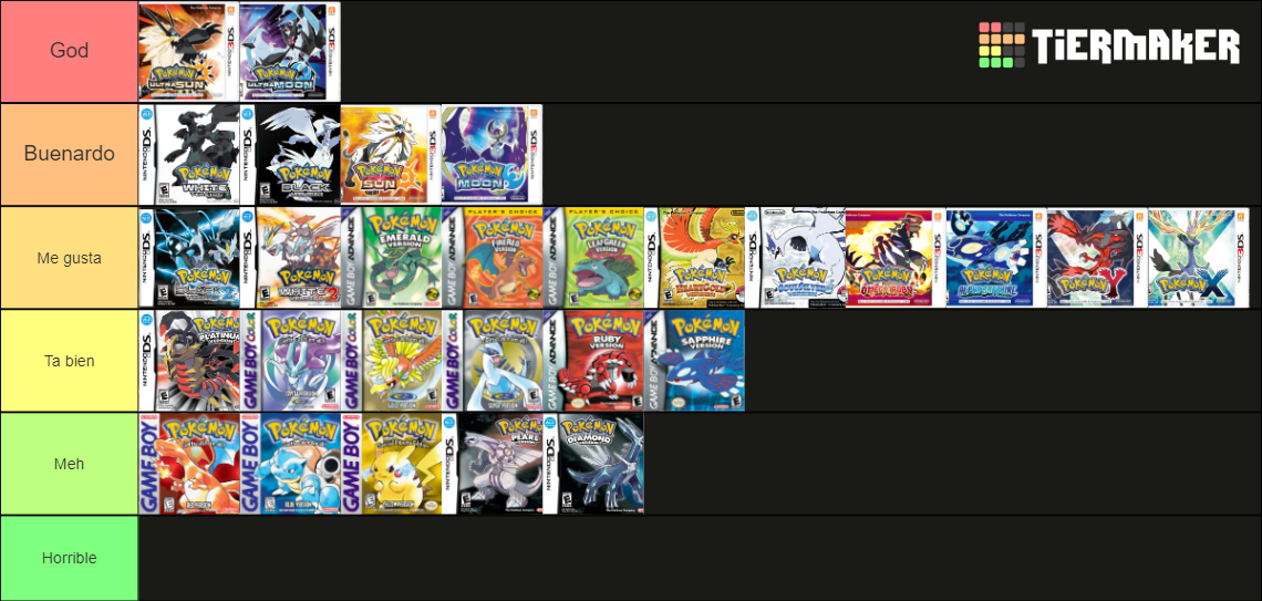 Pokemon Mainline Games Tier List (Community Rankings) - TierMaker