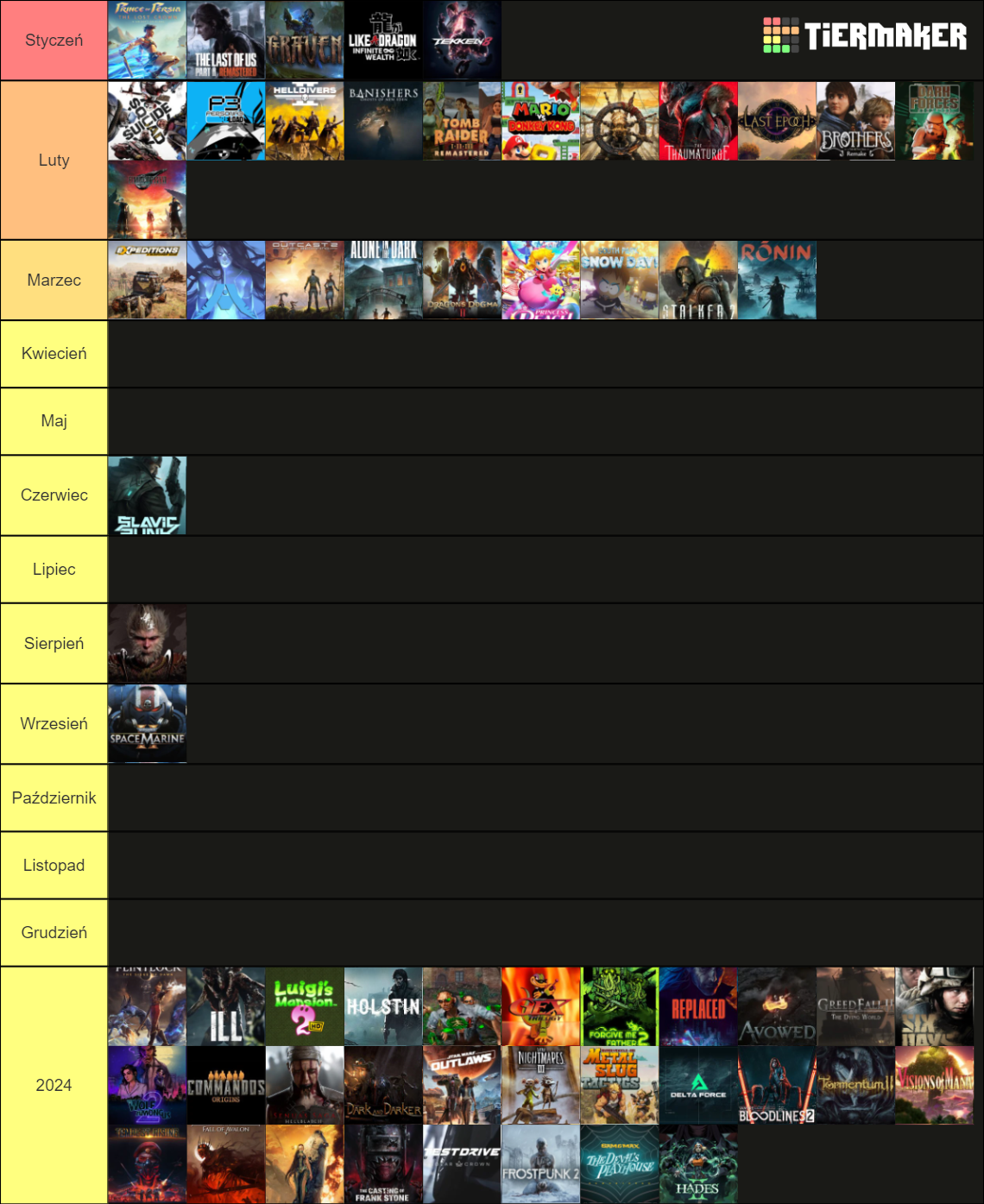 Premiery gier 2024 Tier List Rankings) TierMaker