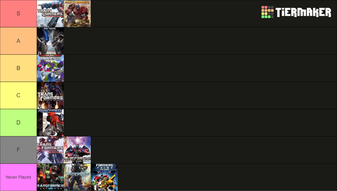 Transformers Games Tier List (Community Rankings) - TierMaker